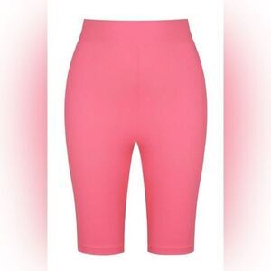 NWT Nocturne Women's Hot Pink High-Waist Ribbed Biker Athletic Shorts - Size S -